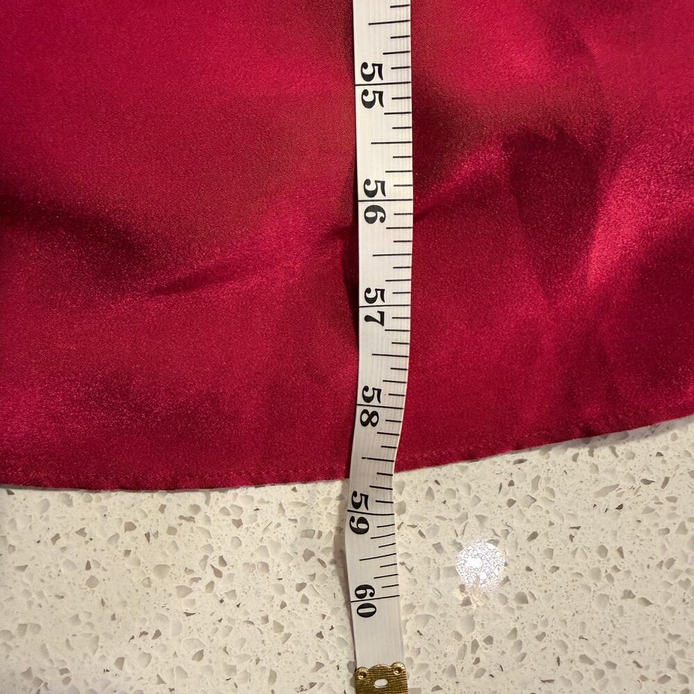Mango Red Burgundy Satin Knot Front Maxi Dress Deep V Long Sleeve Sexy Cocktail - Picture 10 of 10